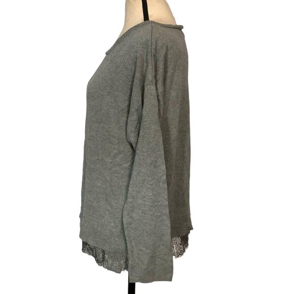Lane Bryant Gray Lace Trim Sweater Women's Size 14/16 - Picture 4 of 6